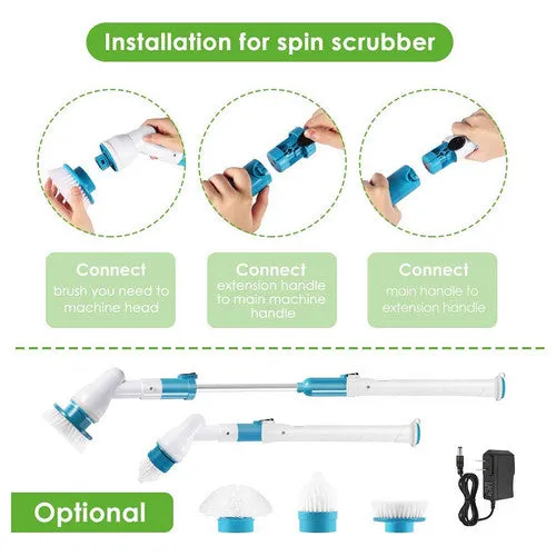 10PCS Rechargeable Spin Scrubber Kit, 3 Brush Heads, Cordless