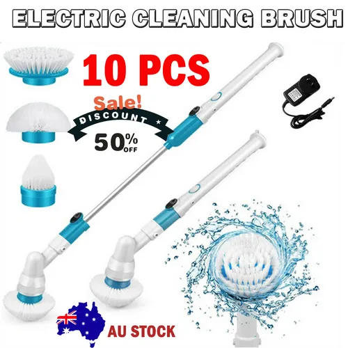 10PCS Rechargeable Spin Scrubber Kit, 3 Brush Heads, Cordless