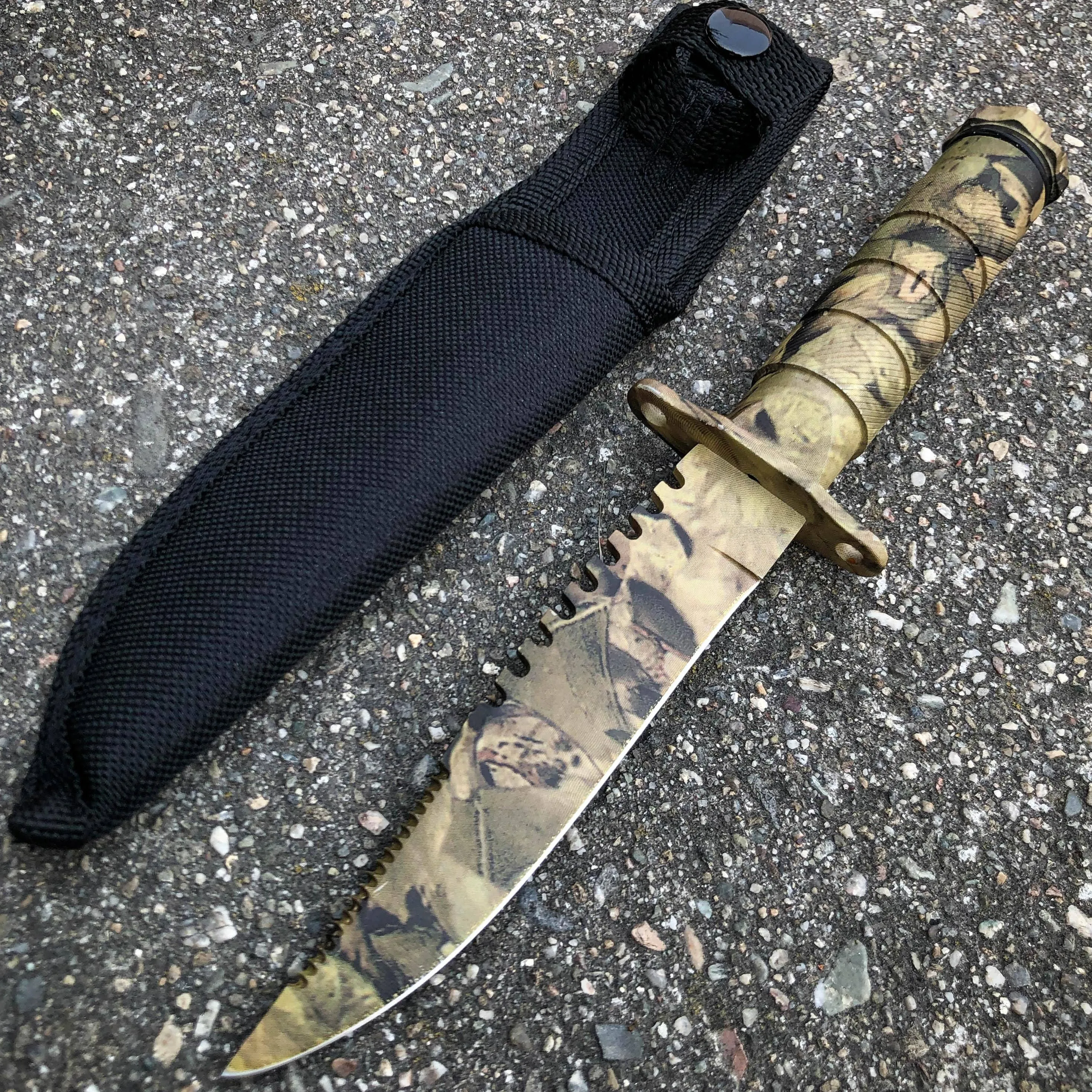 8.5" Tactical Camping Outdoor Fixed Blade Hunting Fishing Knife w Survival Kit