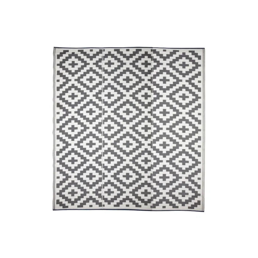 Aztec Grey & White Rectangular Diamond Pattern Foldable Waterproof XL Camping Mat - 270x360 CM