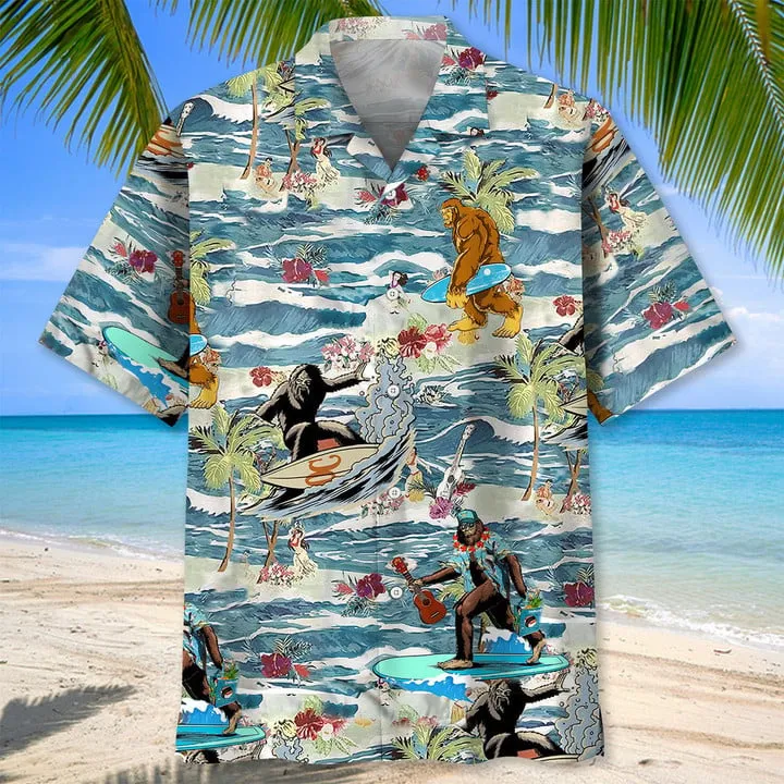 Camping Bigfoot Hawaiian Shirt for Men, Camping Shirt, Adventure Shirts