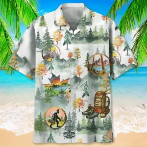 Camping Bigfoot Hawaiian Shirt for Men, Camping Shirt, Adventure Shirts