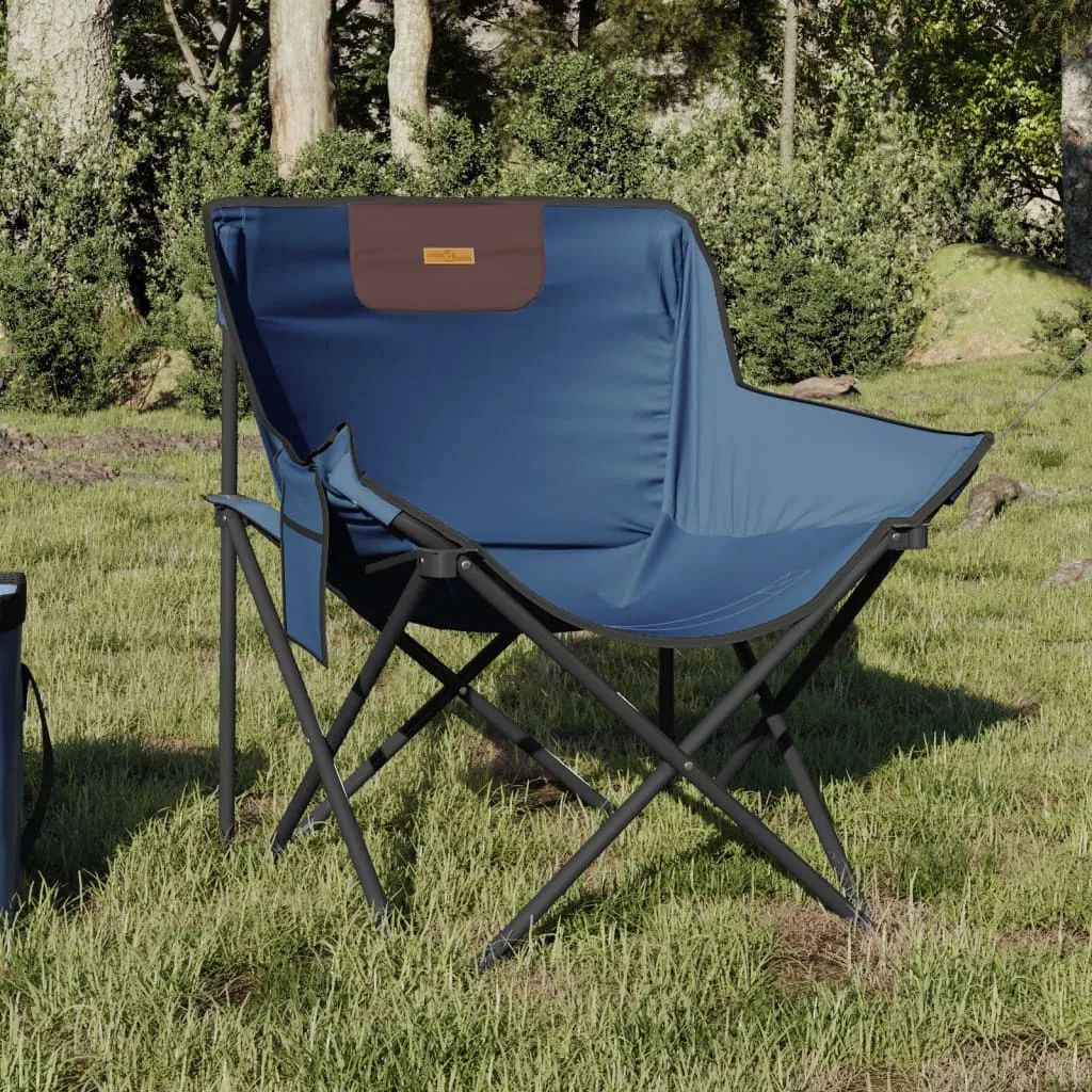 Camping Chairs with Pocket Foldable 2 pcs Blue