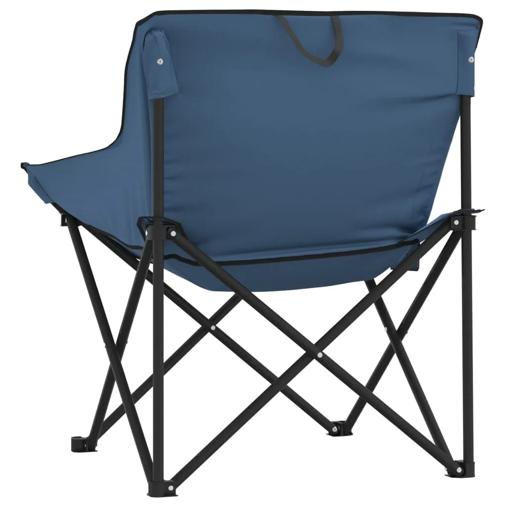 Camping Chairs with Pocket Foldable 2 pcs Blue