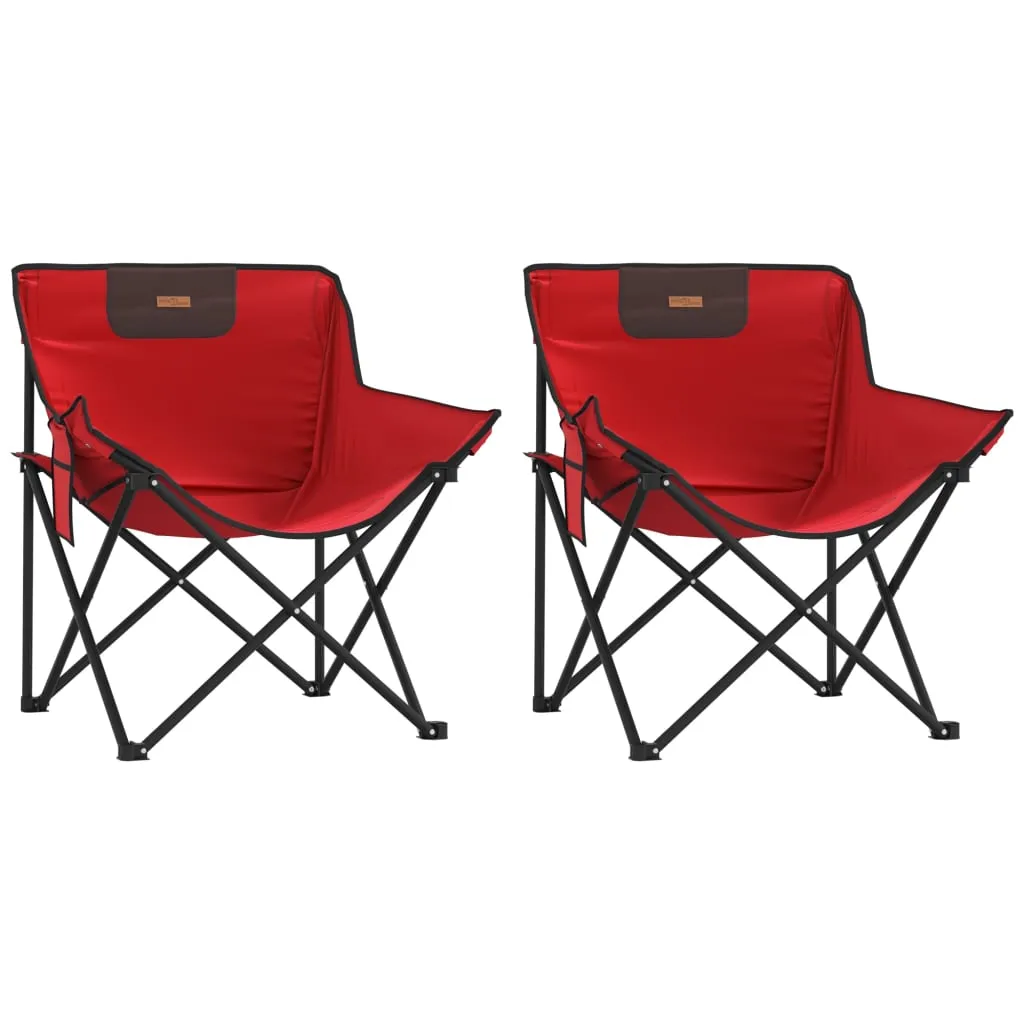 Camping Chairs with Pocket Foldable 2 pcs Red