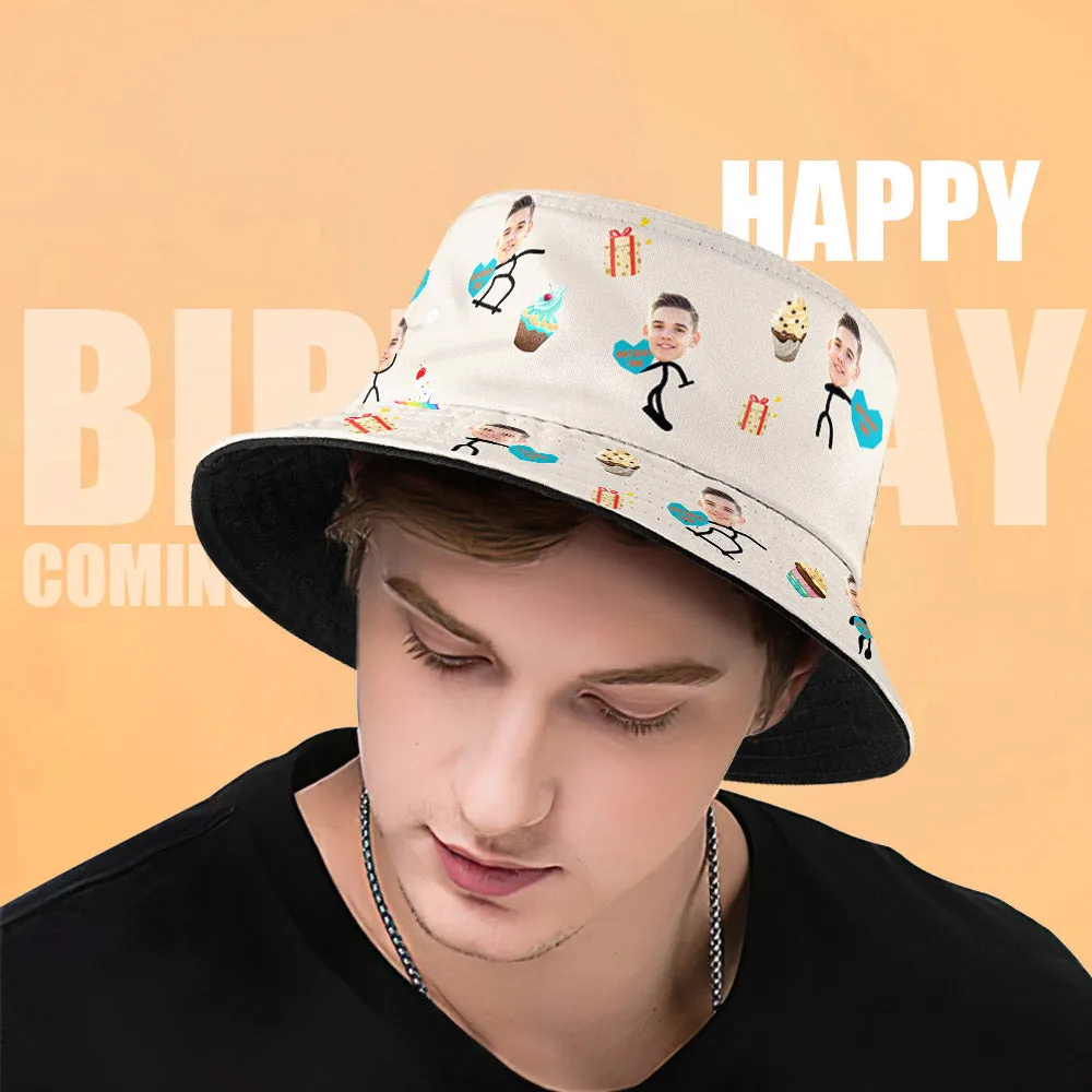 Custom Bucket Hat Face Unisex Fisherman Hat Summer Hat Birthday Gift for Family Friends