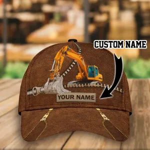 Custom With Name Classic Cap Hat For Excavator, Heavy Equipment 3D Cap Hat For Men