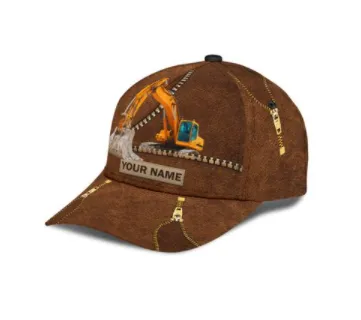 Custom With Name Classic Cap Hat For Excavator, Heavy Equipment 3D Cap Hat For Men