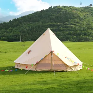 essential 4 Seasons 5M Waterproof Cotton Canvas Bell Tent With Chimney Hole Glamping Tent For Camping