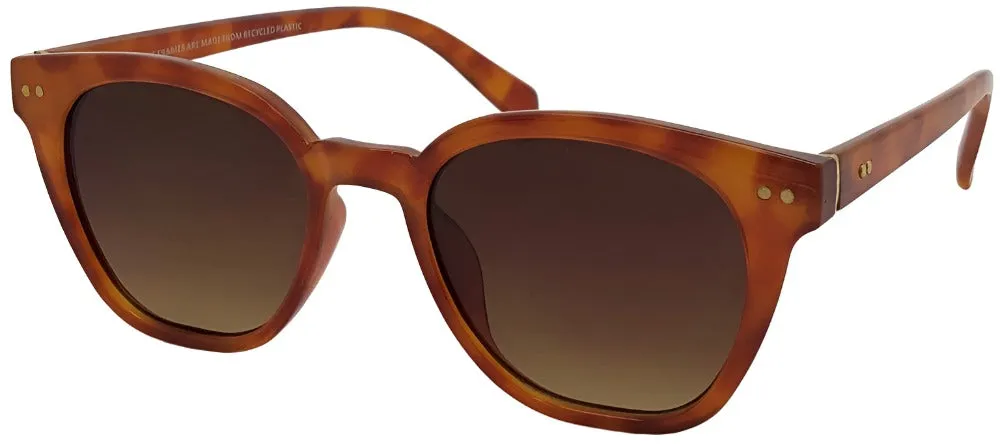 Fantas-Eyes Womens Parker Round Plastic Non-Polarized Sunglasses - Tortoiseshell