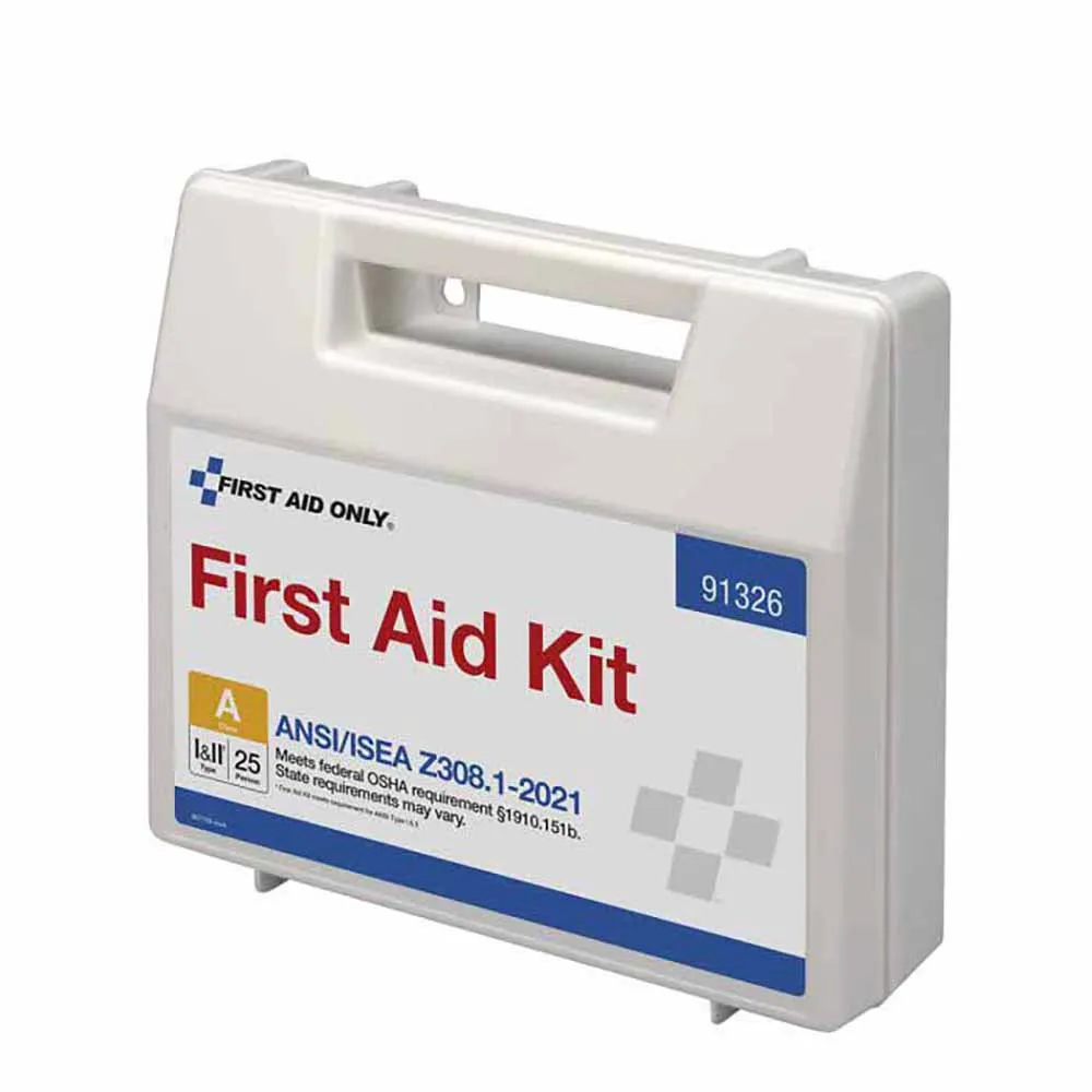 First Aid Only 91326 25 Person ANSI A Plastic First Aid Kit With Dividers, ANSI 2021 Compliant