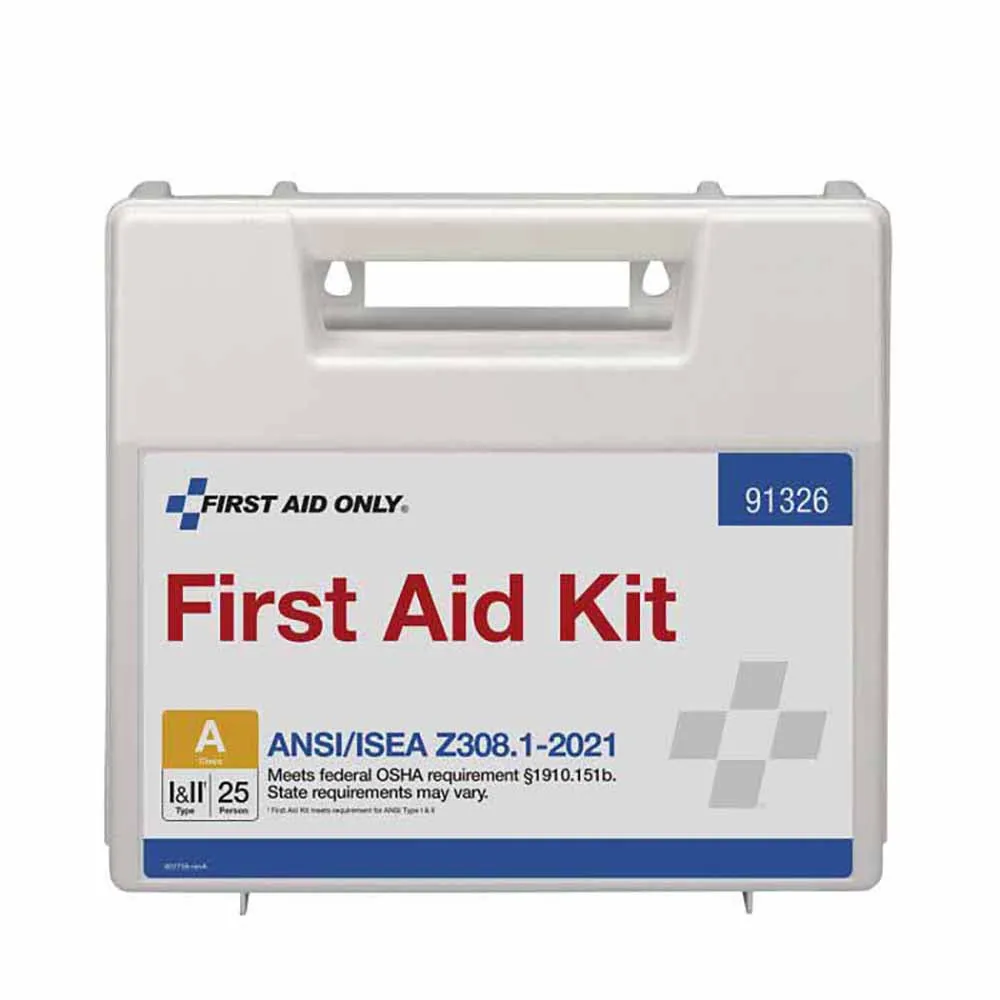 First Aid Only 91326 25 Person ANSI A Plastic First Aid Kit With Dividers, ANSI 2021 Compliant