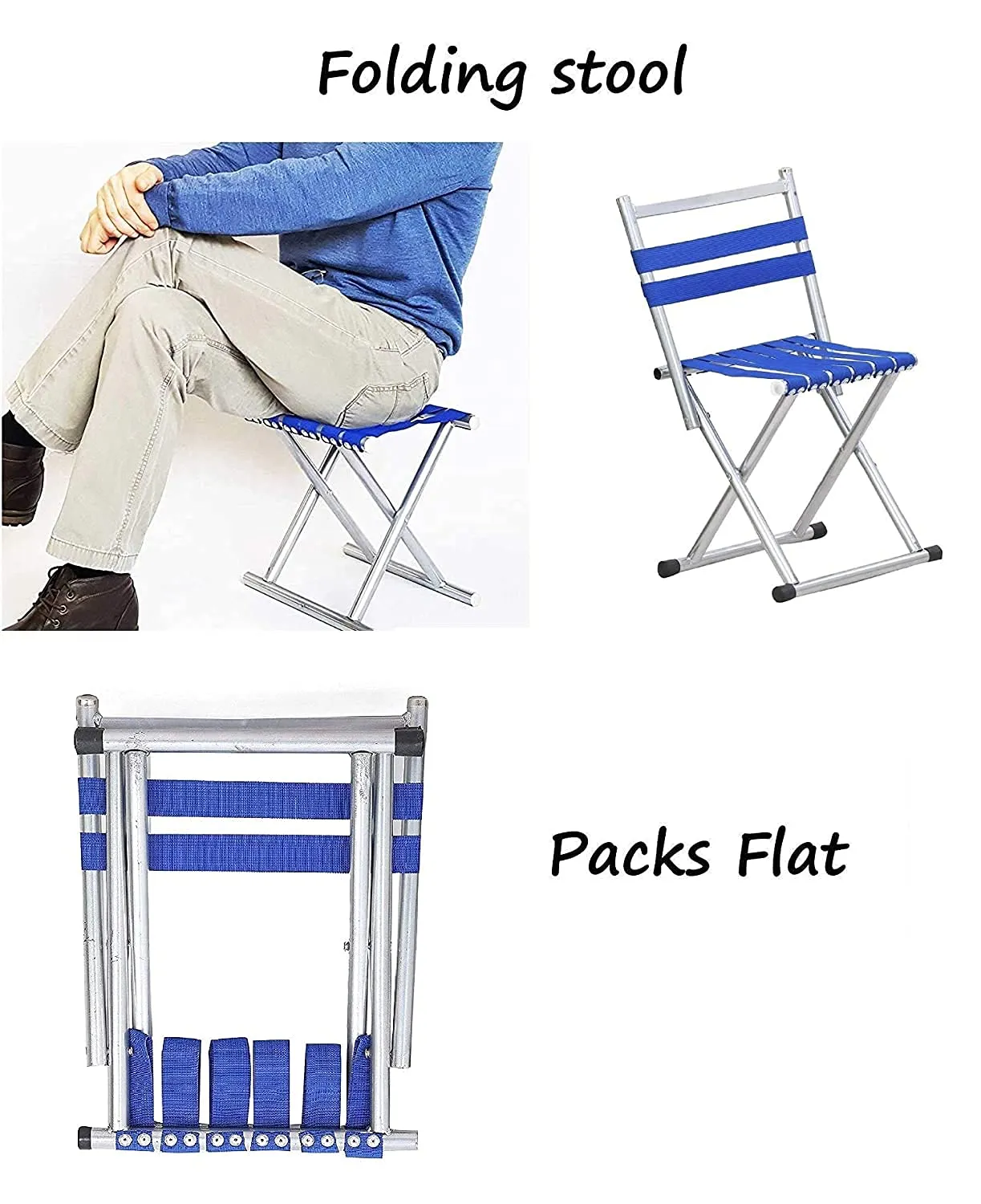 HETZON SALES Foldable Camping Chair, Heavy Duty Outdoor Portable Lightweight Folding Stool, Fishing Hiking Beach Picnic Stool Collapsible Camping Stool Mini for Travel Garden Chair