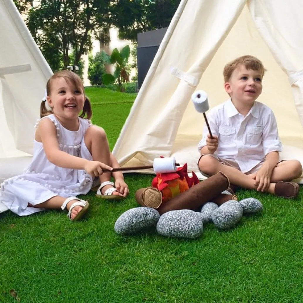 Indoor Camping Set. Includes The Happy Camper' Campfire & The 'Gone Fishin' Magnetic Toy Fishing Set