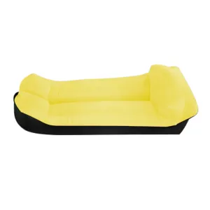 Inflatable Sofa Bed for Camping, Fishing, and Beach, Color-Blocking Pillow Style, Tear-Proof, 94.5 x 21.7 inches (Yellow   Black)