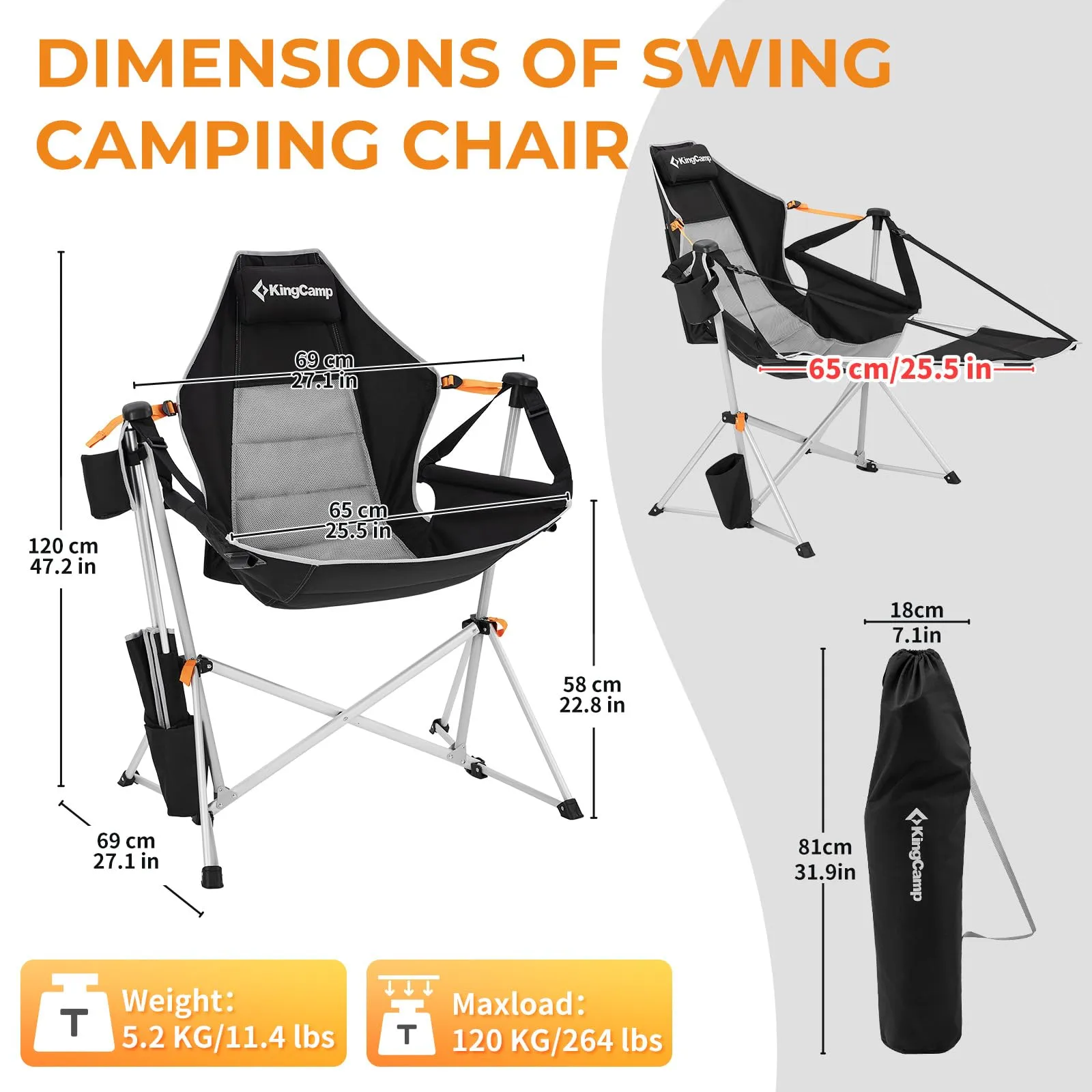 KingCamp Orchid C20 Hammock Chair with Footrest