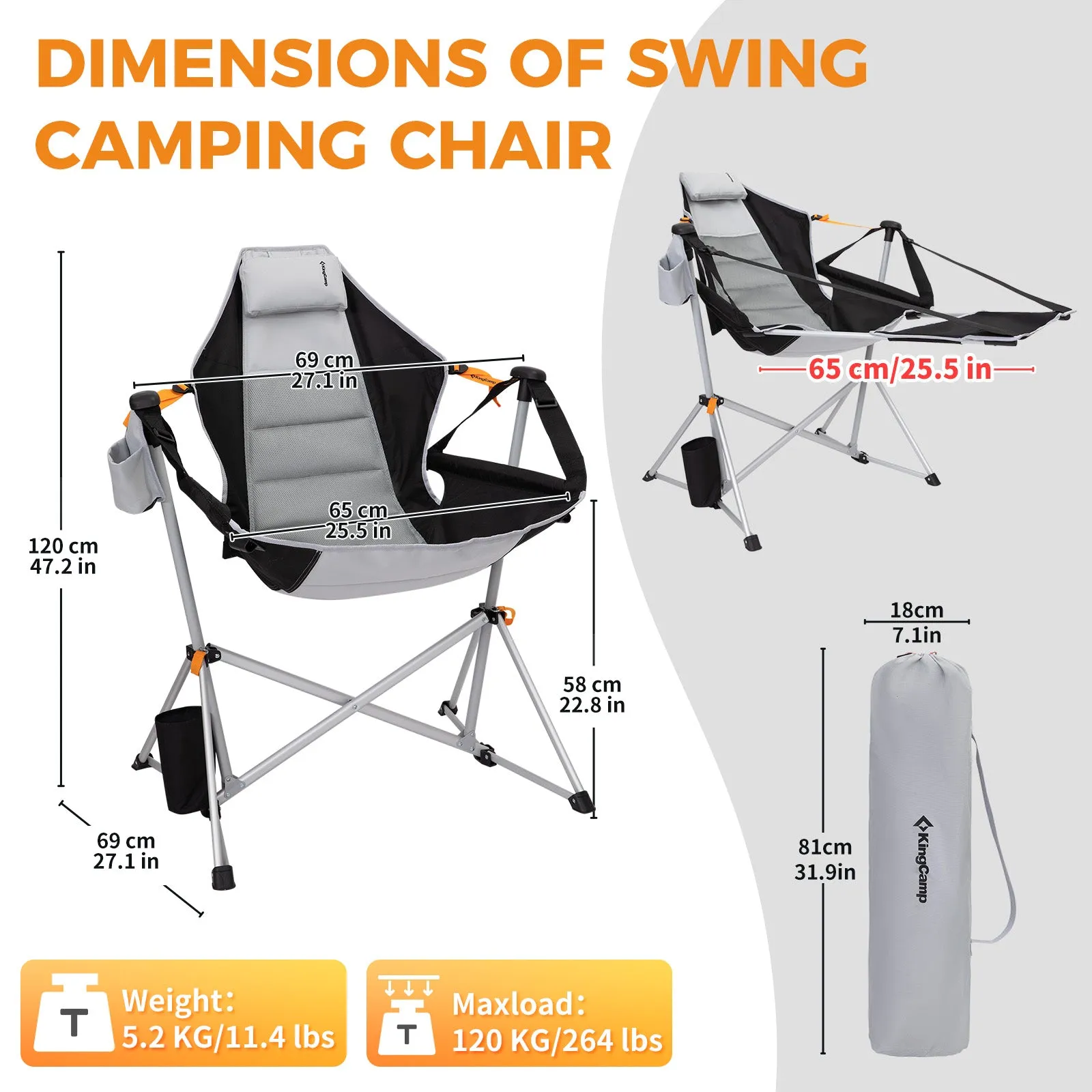 KingCamp Orchid C20 Hammock Chair with Footrest