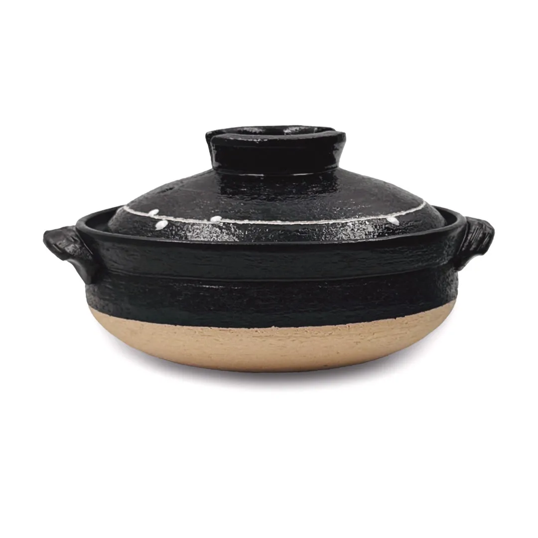 Kuroyu Black x White Line Banko Donabe Clay Pot 28 fl oz / 7.3" dia