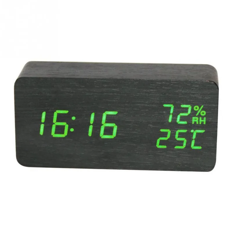 LED Display Multi-functional Wooden Alarm Clock