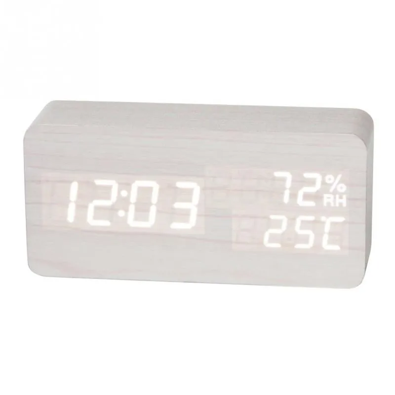 LED Display Multi-functional Wooden Alarm Clock