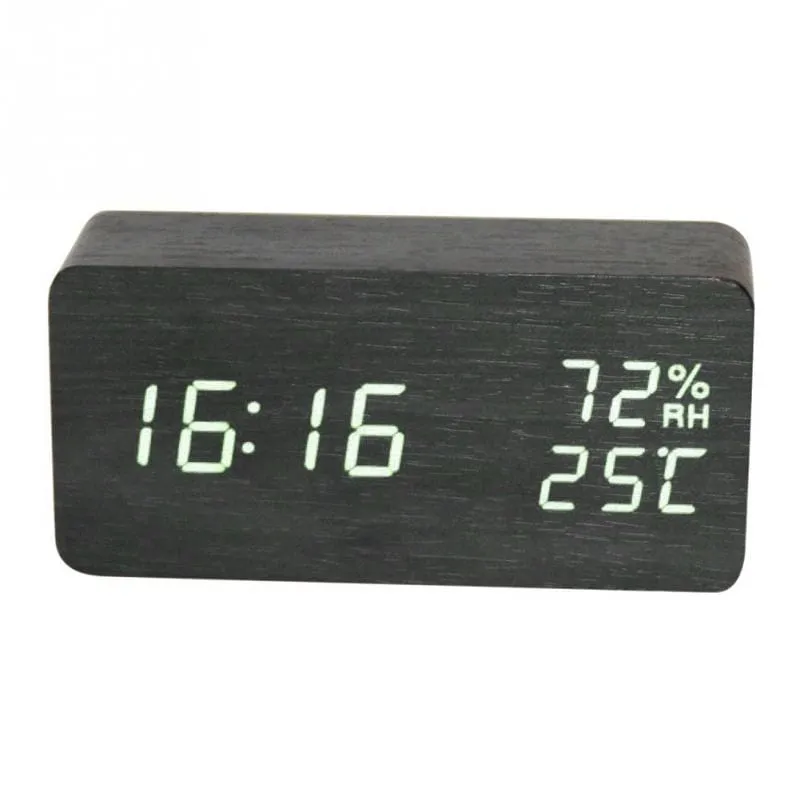 LED Display Multi-functional Wooden Alarm Clock