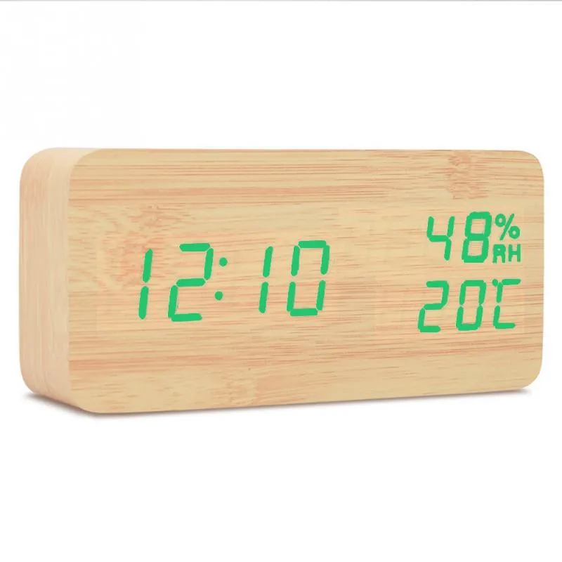 LED Display Multi-functional Wooden Alarm Clock