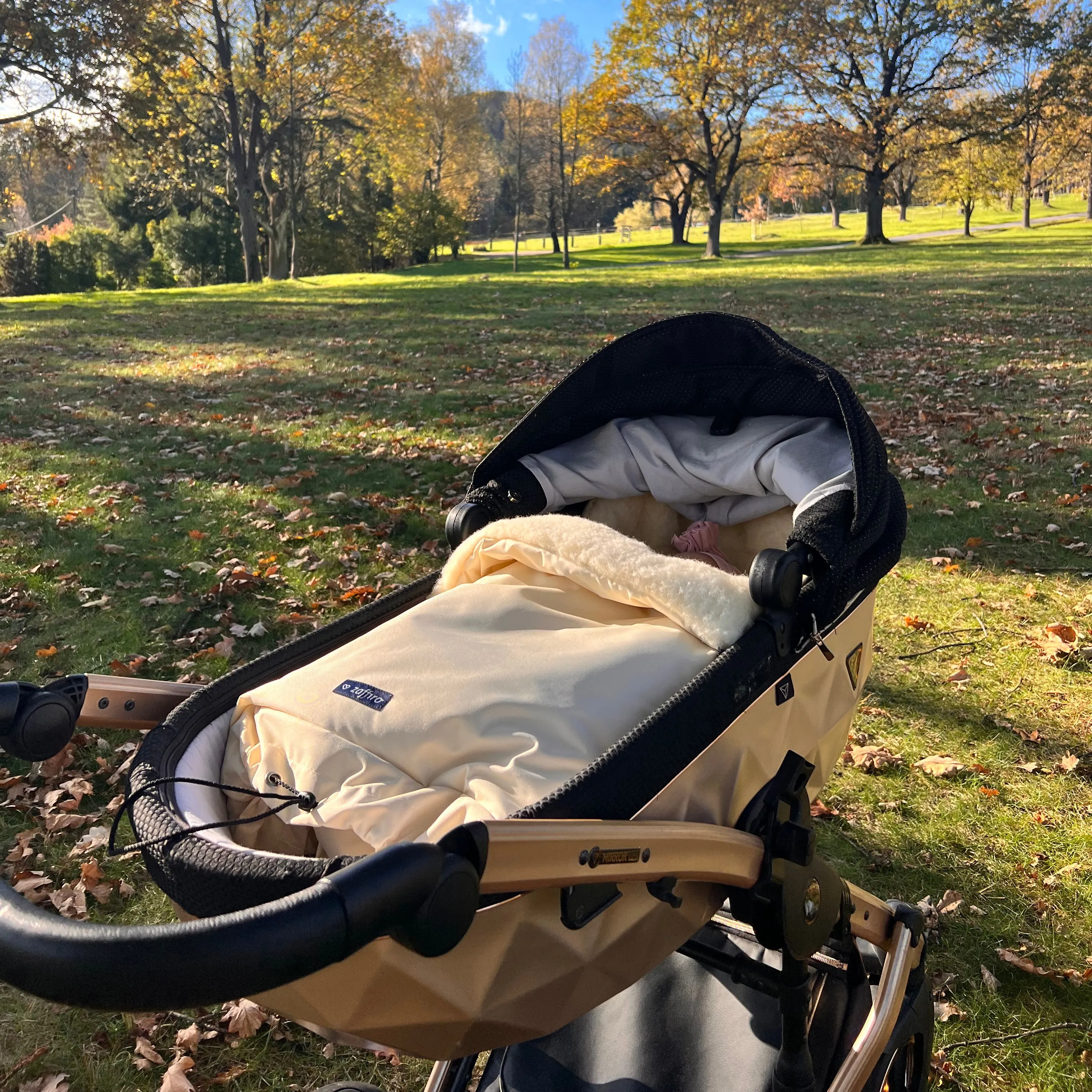 Light Beige Organic Wool Adjustable Footmuff