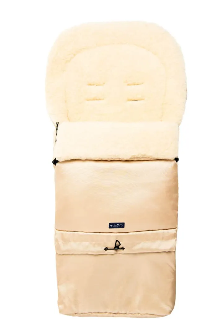 Light Beige Organic Wool Adjustable Footmuff