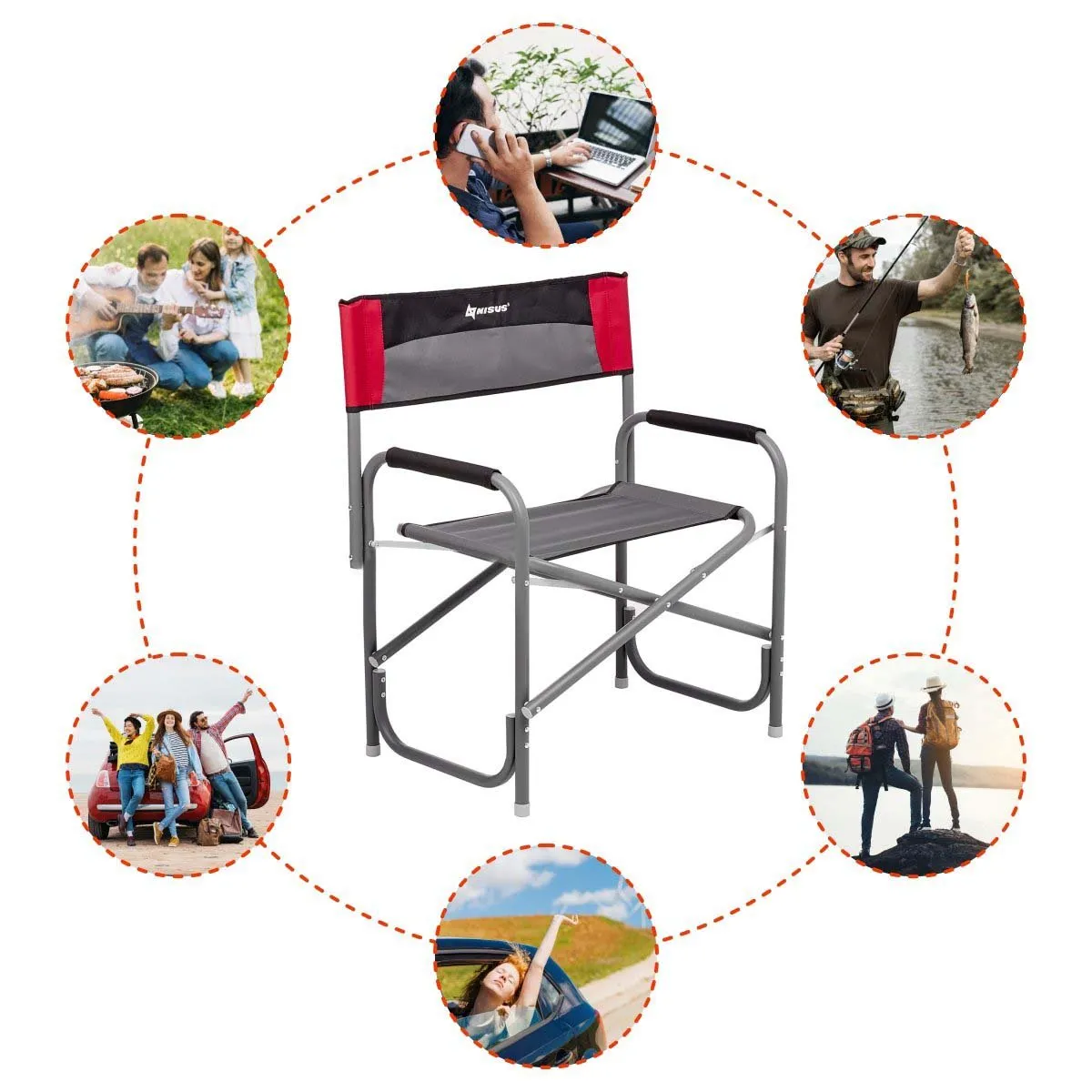 NISUS Big Folding Aluminum Directors Chair for Camping - Oversized