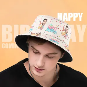 Personalized Face Bucket Hat Fisherman Hat Summer Wide Brim Hat Birthday Gift for Family Friends