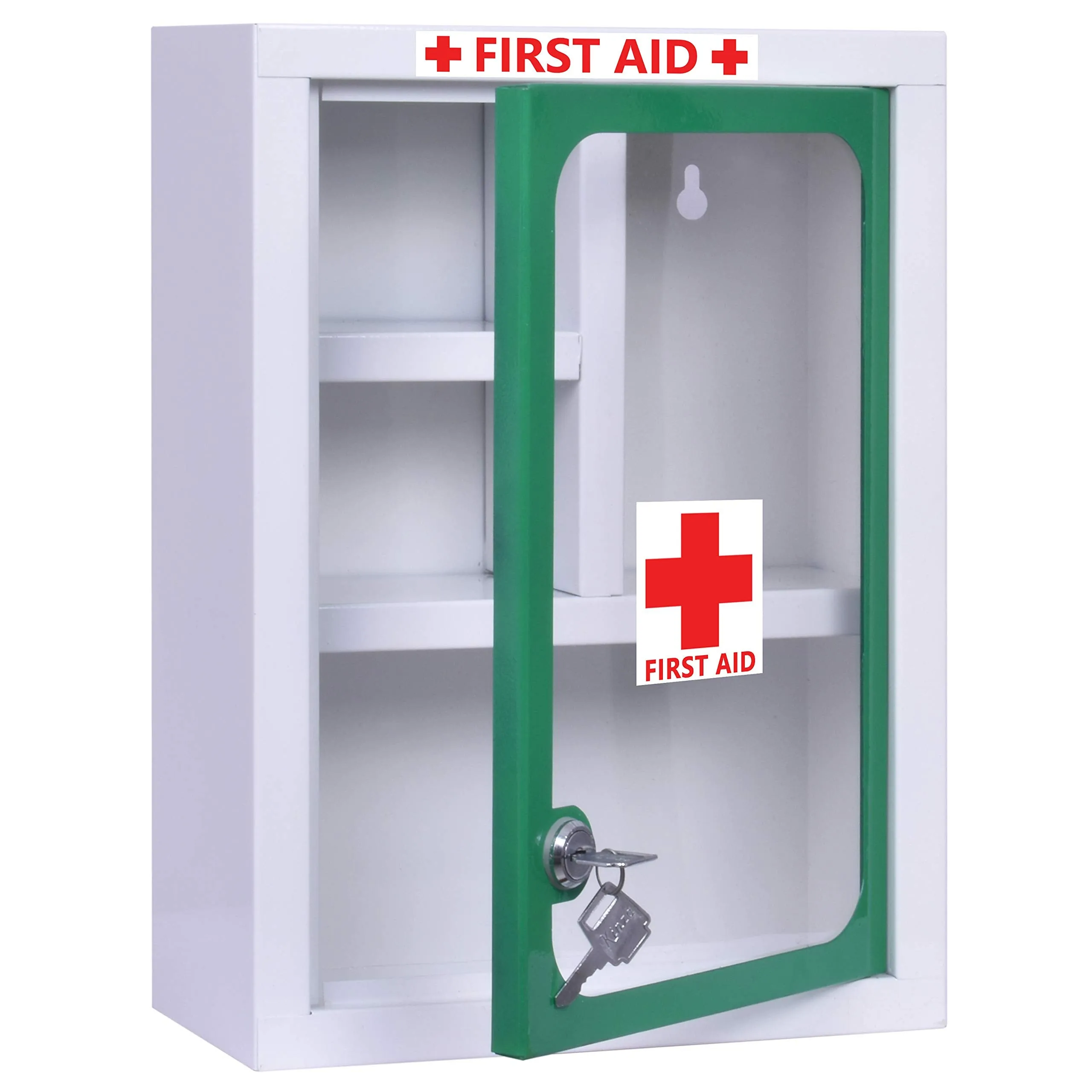 Plantex Big Size Emergency First Aid Kit Box with Multi Compartments for Home/School/Office/Wall (XL, Green and White), Rectangular