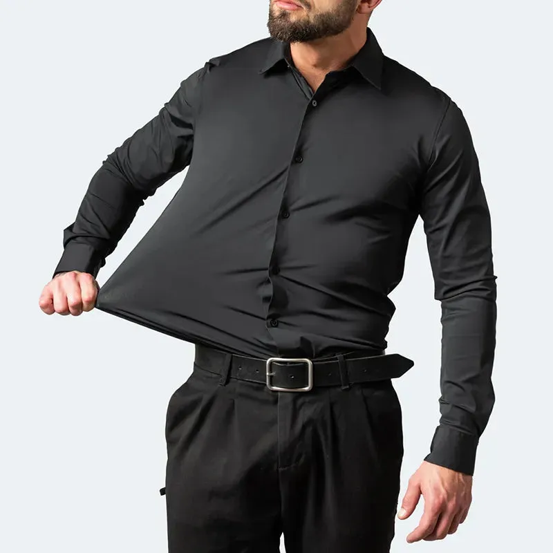 Plus Size 7XL 6XL High Elasticity Seamless Spandex Shirt Men