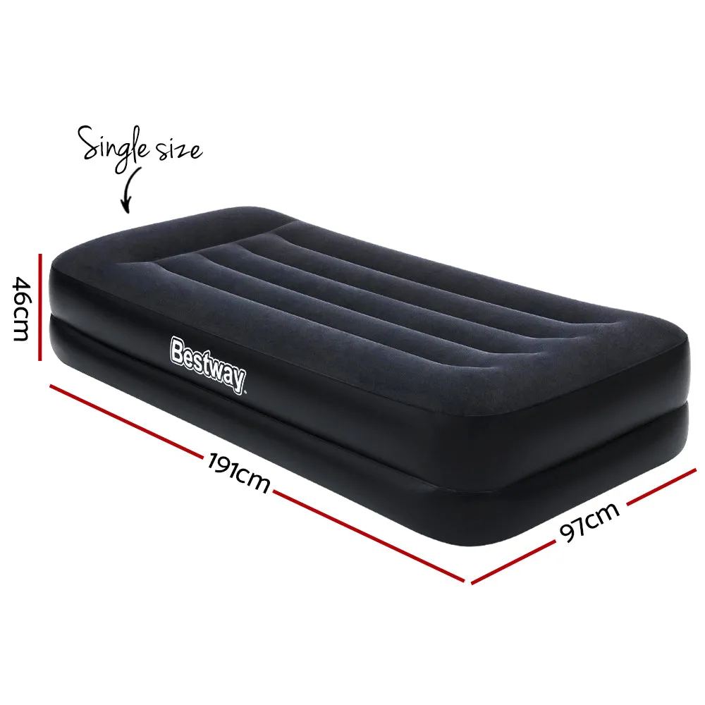 Quick-Inflate Black Single Air Mattress with Built-In Pump Bestway