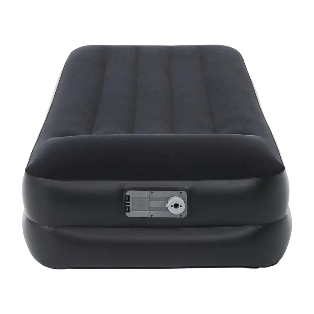 Quick-Inflate Black Single Air Mattress with Built-In Pump Bestway