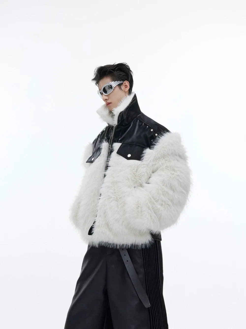 Spliced Anti Mink Fur Fur Coat