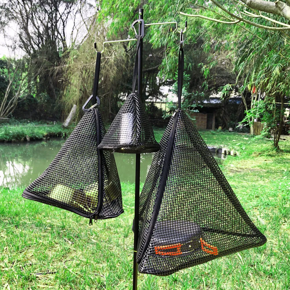 Storage outdoor drying net foldable fabric grid outdoor camping hanging net storage basket PVC hanging net bag