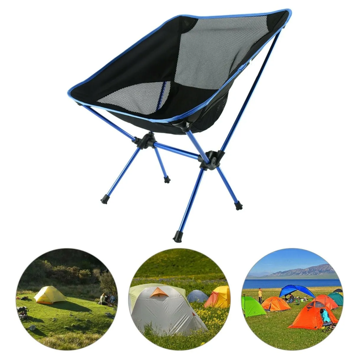 Ultralight Aluminum Alloy Folding Camping Camp Chair Outdoor Hiking Blue