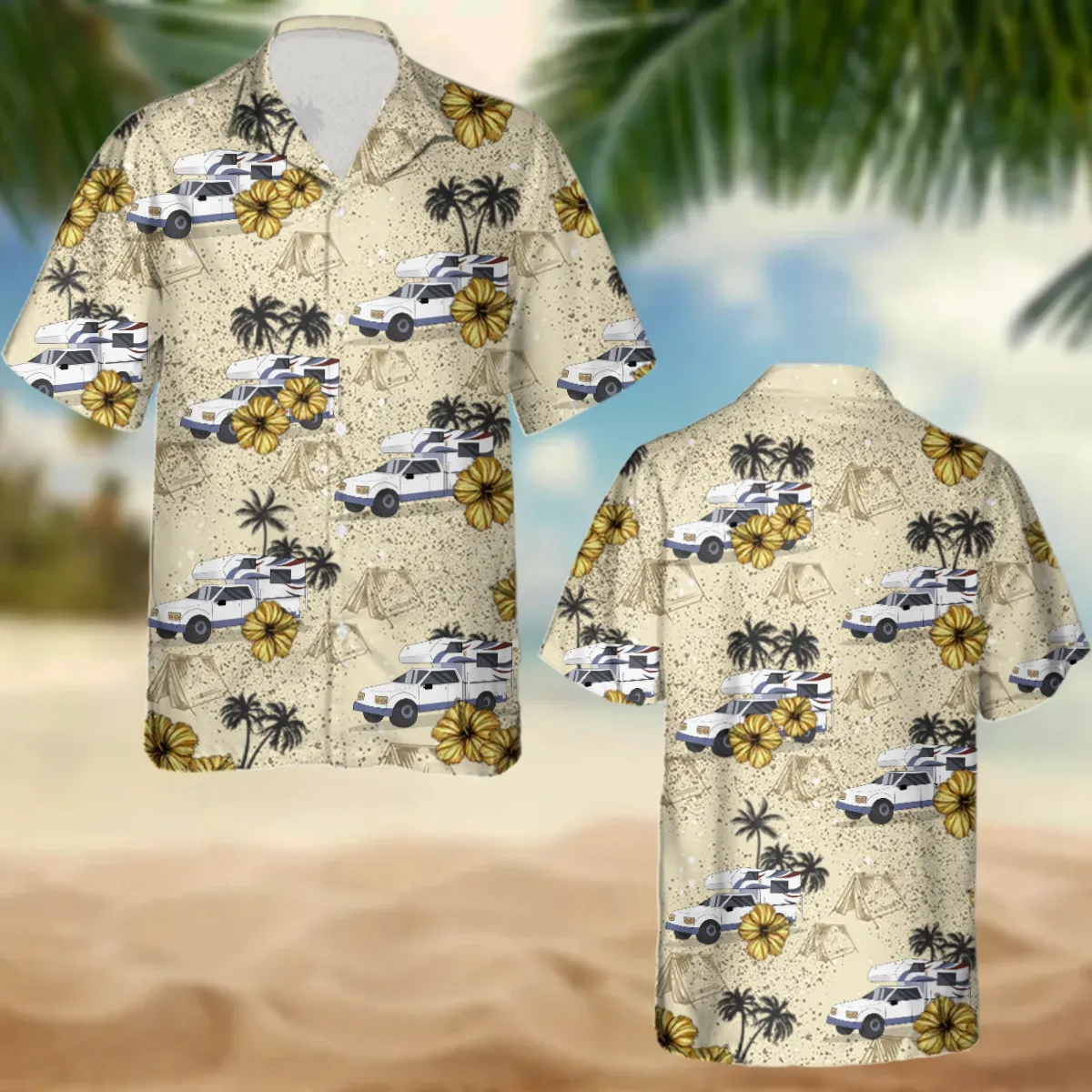 Upload Photo RV Camping Hawaiian Shirt, Idea Shirt for Summer, Camping Hawaiian Shirt for Men, Women