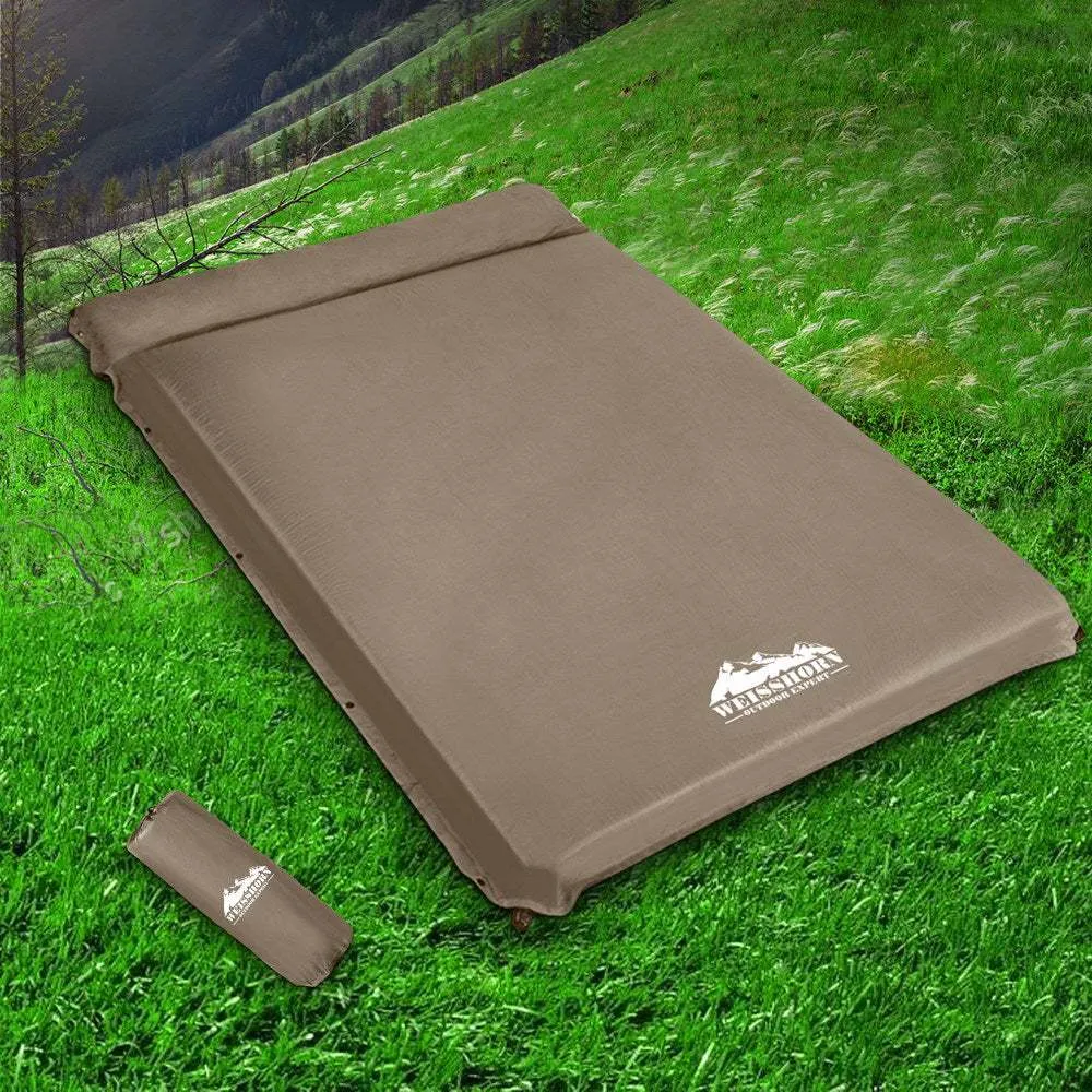 Weisshorn Self Inflating Mattress 10CM Camping Sleeping Mat Air Double Coffee